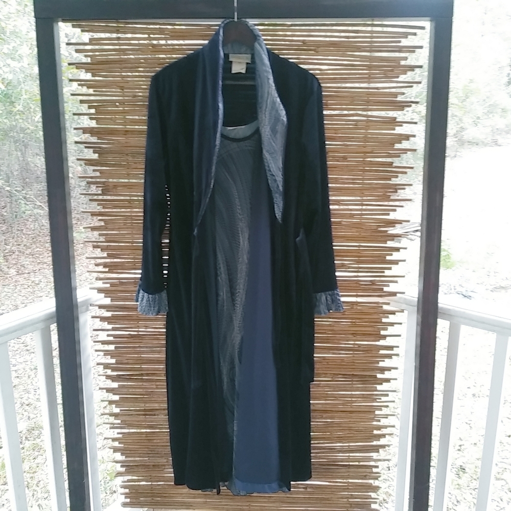 Hamilton Gold L Royal Blue Velvet 2-Piece Maxi Gown n Robe Set - Quality